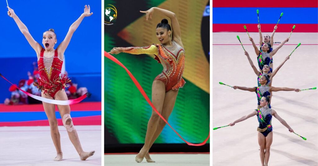 Beatriz, Sarah e seleção brasileira de conjunto entram em quadra no dia 11. | Foto: Anna Nedkova/BRGF | Ricardo Bufolin | Simone Ferraro/CBG