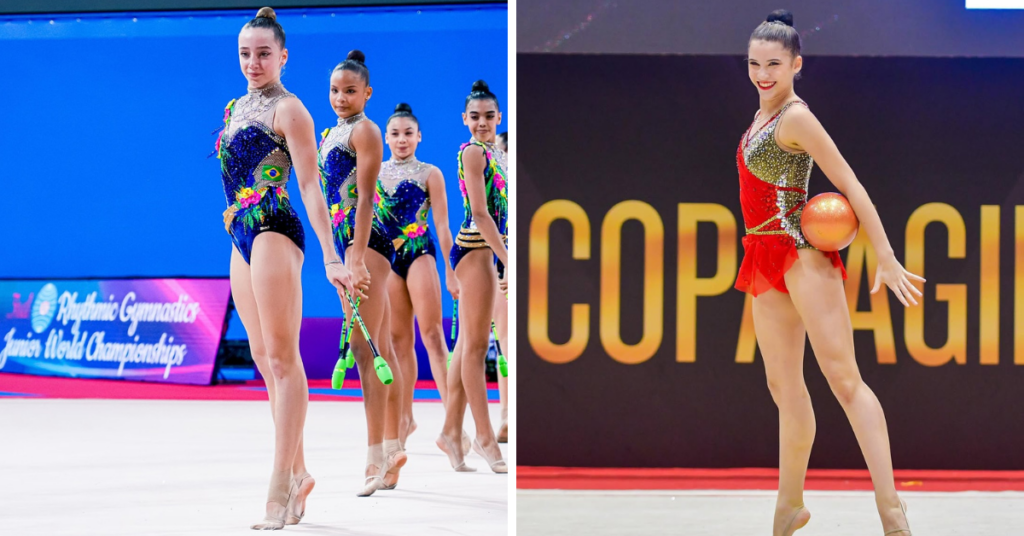 Andrielly (esquerda, à frente) e Isabella foram escolhidas para o conjunto adulto. | Foto: Simone Ferraro/CBG e Brava Fotos