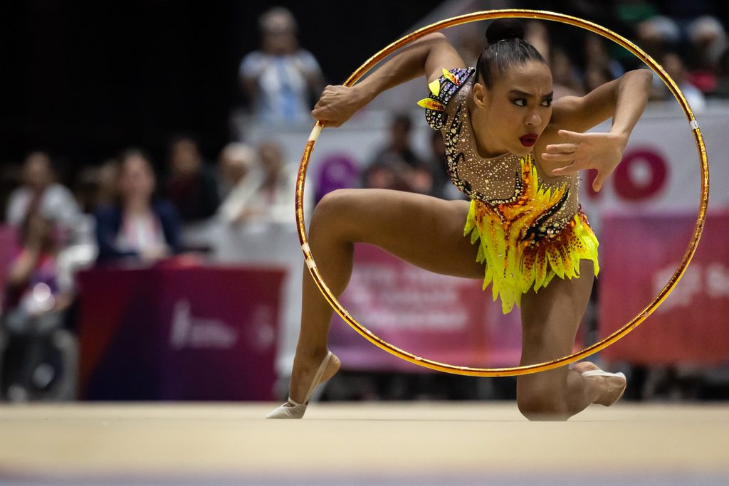 Geovanna Santos obteve sua nota mais alta na final no arco: 29.050. | Foto: Jonne Roriz/COB